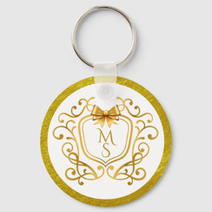 Elegante nep goud folie monogram huwelijksgunst sleutelhanger