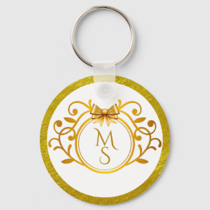 Elegante nep goud folie monogram huwelijksgunst sleutelhanger