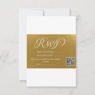 Elegante nep goud folie script QR-code trouw-RSVP RSVP Kaartje