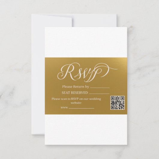 Elegante nep goud folie script QR-code trouw-RSVP RSVP Kaartje (Voorkant)