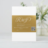 Elegante nep goud folie script QR-code trouw-RSVP RSVP Kaartje (Staand voorkant)