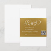Elegante nep goud folie script QR-code trouw-RSVP RSVP Kaartje (Voorkant / Achterkant)