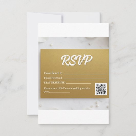 Elegante nep goud folie script QR-code trouw-RSVP RSVP Kaartje (Voorkant)