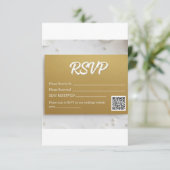 Elegante nep goud folie script QR-code trouw-RSVP RSVP Kaartje (Staand voorkant)