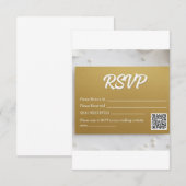 Elegante nep goud folie script QR-code trouw-RSVP RSVP Kaartje (Voorkant / Achterkant)