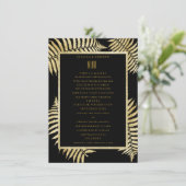 Elegante nep-goudblad varen bruiloftsmenu menu (Staand voorkant)