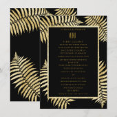 Elegante nep-goudblad varen bruiloftsmenu menu (Voorkant / Achterkant)