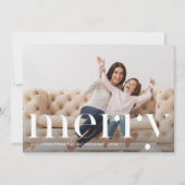 Elegante nep-gouden botanische vrolijk kerst foto feestdagenkaart (Voorkant)