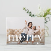 Elegante nep-gouden botanische vrolijk kerst foto feestdagenkaart (Staand voorkant)