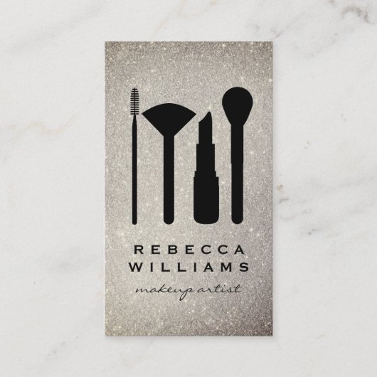 Elegante nep gouden glittermake-upset visitekaartje (Voorkant)