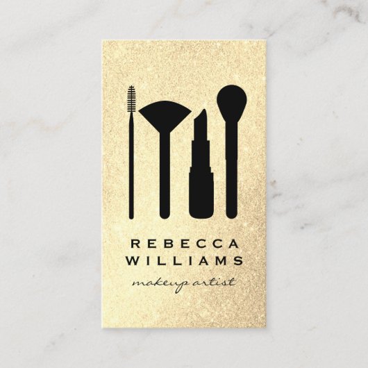 Elegante nep gouden glittermake-upset visitekaartje (Voorkant)
