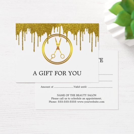 Elegante Nep Gouden Ronde Schaar Glitter Drip Visitekaartje (Bureau)