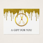 Elegante Nep Gouden Ronde Schaar Glitter Drip Visitekaartje (Voorkant)