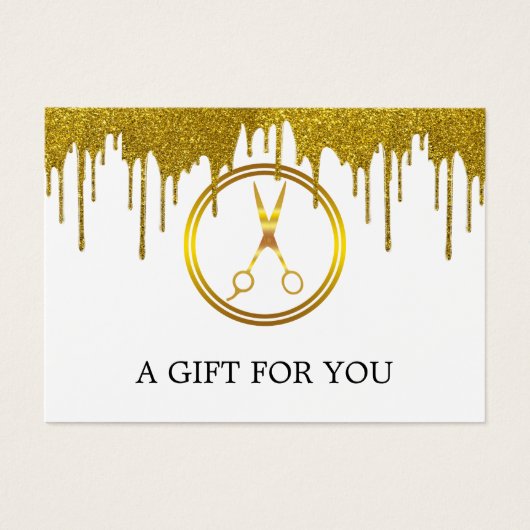 Elegante Nep Gouden Ronde Schaar Glitter Drip Visitekaartje (Voorkant)