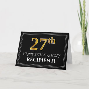 Elegante Nep Gouden Uiterlijk "27e" Verjaardag + N Kaart