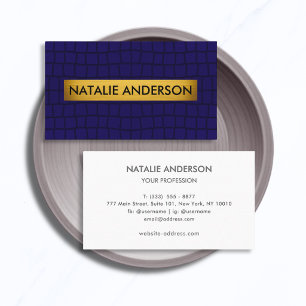 Elegante Nep Krokodil Navy & Goud Visitekaartje