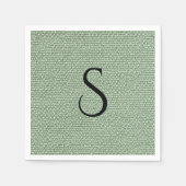 Elegante nep-linnen saliegroene monogram servet (Voorkant)