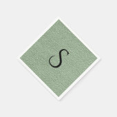 Elegante nep-linnen saliegroene monogram servet (Hoek)