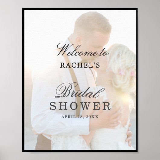 Elegante nep-velum-overlay bruiloftsshower bord poster (Voorkant)
