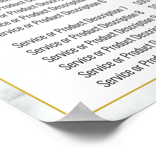 Elegante nep-witmarmeren prijskaart voor bedrijven poster (Hoek)