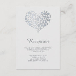 Elegante nep zilverfolie hart receptie infokaart informatiekaartje