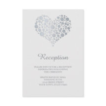 Elegante nep zilverfolie hart receptie infokaart