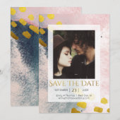 Elegante nepgoud en blos Custom Photo Save The Date (Voorkant / Achterkant)