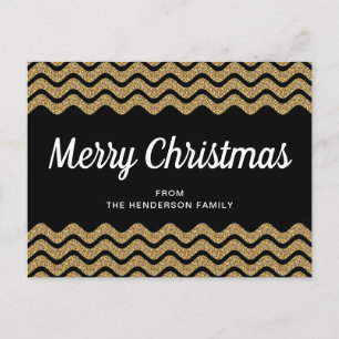 Elegante nepgoud glinsterend vrolijk kerstfeest briefkaart