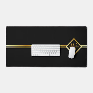 Elegante nepgouden as-monogram – Zwart & Goud Bureaumat