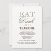 Elegante nepgouden dankbare Thanksgiving-uitnodigi Kaart (Achterkant)