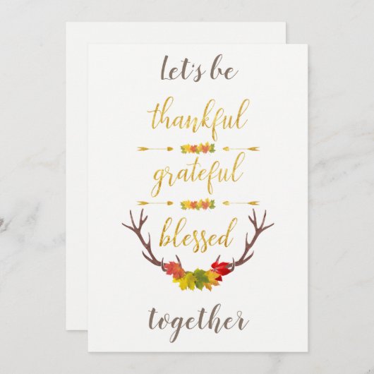 Elegante nepgouden dankbare Thanksgiving-uitnodigi Kaart (Voorkant / Achterkant)