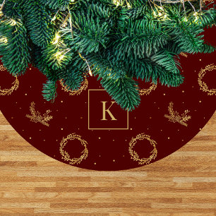 Elegante nepgouden kerstkrans monogram fleece kerstboom rok