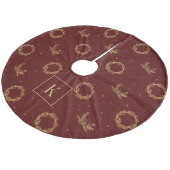 Elegante nepgouden kerstkrans monogram fleece kerstboom rok (Gekanteld)