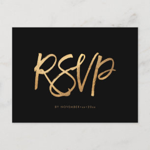Elegante nepgouden RSVP met MAALTIJDEN Aankondigingskaart