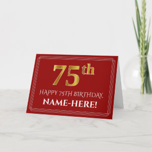 Elegante Nepgouden Uitstraling "75ste" Verjaardag, Kaart