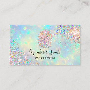 Elegante nephaal holografische opaal cupcake bakke visitekaartje