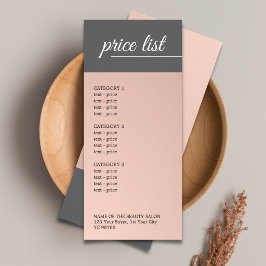 Elegante Nepmetaal Grijs-Wit Lijn Salon Prijslijst Reclamekaart