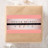 Elegante neprosa rose goud & monogram retouradres etiket (Insitu)