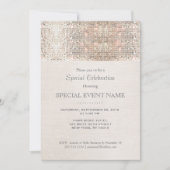 Elegante nepsilveren lovertjes beige linnen uitstr kaart (Voorkant)