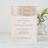 Elegante nepsilveren lovertjes beige linnen uitstr kaart (Staand voorkant)