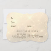 elegante nepsparkel uw logo cadeaukaart kaart (Achterkant)