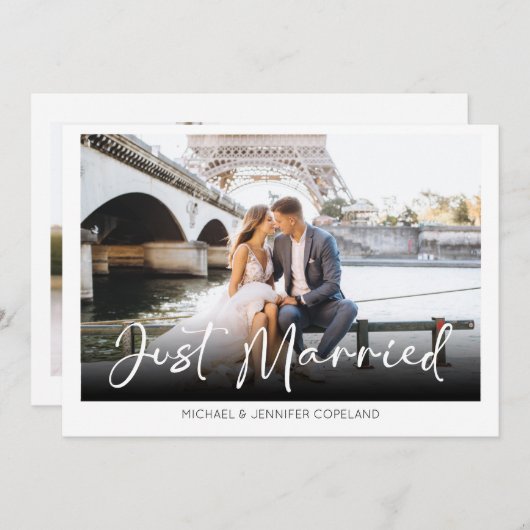 Elegante net getrouwd foto bruiloft aankondiging (Voorkant / Achterkant)