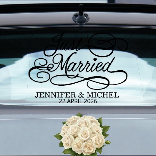 Elegante Net Getrouwd Trouwauto Ruitsticker Raamsticker