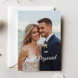 Elegante net getrouwde trouwfoto-aankondiging kaart