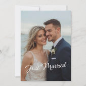 Elegante net getrouwde trouwfoto-aankondiging kaart (Voorkant)