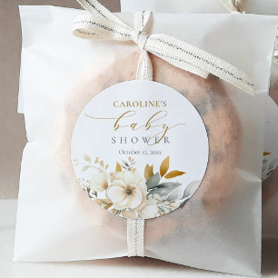 Elegante neutraal bloemige Baby in bloei Baby show Ronde Sticker