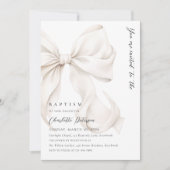 Elegante Neutral Bow doop uitnodiging (Voorkant)