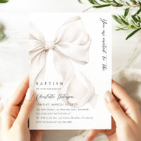 Elegante Neutral Bow doop uitnodiging