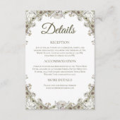 Elegante Neutral Brown Bloemen Trouwdetails Kaart (Voorkant)