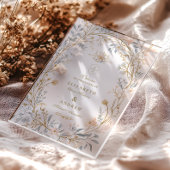 Elegante Neutral Floral Crest Wedding Acryl Uitnodigingen